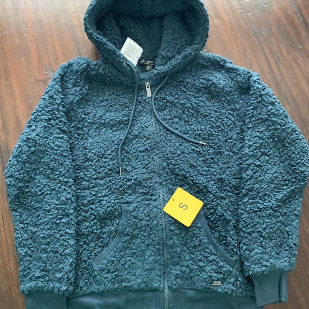 NWT Andrew Marc Marc New York fleece hooded zip jacket size small